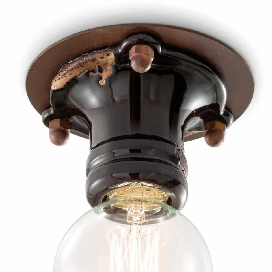 Design stropní reflektor retro keramiky a kovu Cloe Ferroluce Viadurini