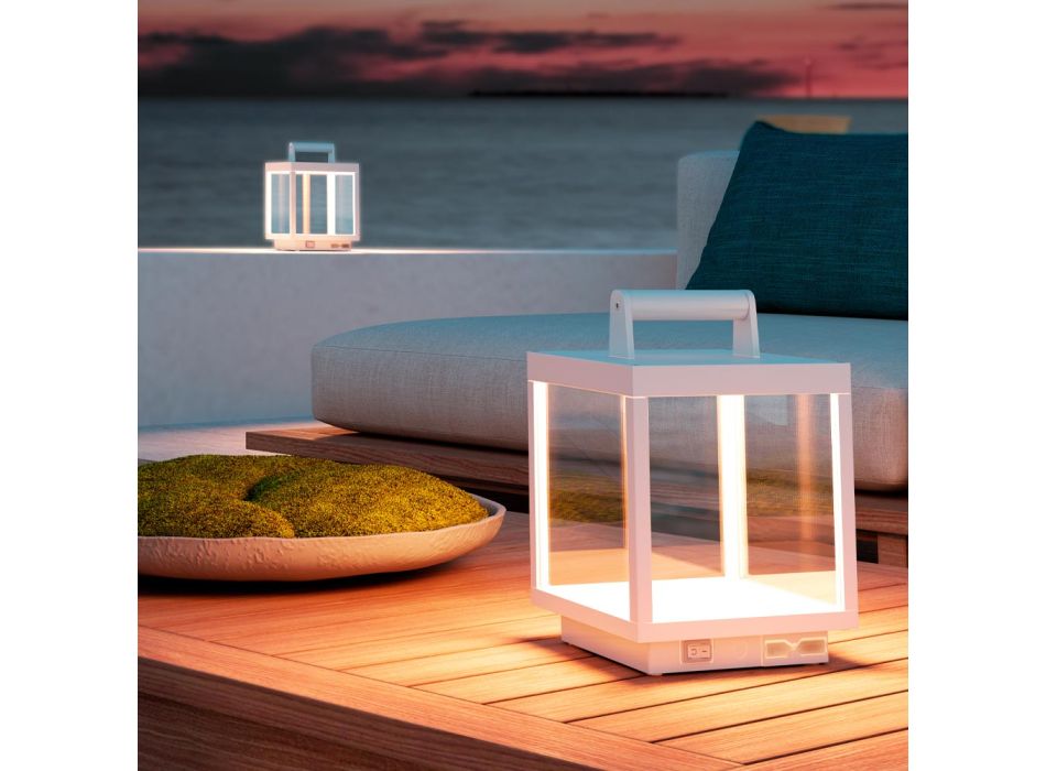 Dekorativní venkovní LED reflektor v bílém hliníku nebo cortenu - Bettina Viadurini