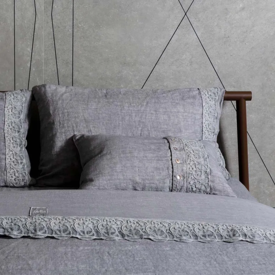 Italský luxusní plátěný polštář Sinergia Lace Grey - Stego Viadurini