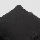 Čtvercový povlak na polštář z černého těžkého prádla a tkaniček Made in Italy - Matero Viadurini