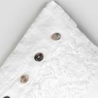 Bílý čtvercový povlak na polštář s italskou luxusní krajkou a knoflíky - loga Viadurini