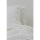 Lněný povlak na polštář s bílou krajkou pro luxusní designovou postel Made in Italy - Kiss Viadurini