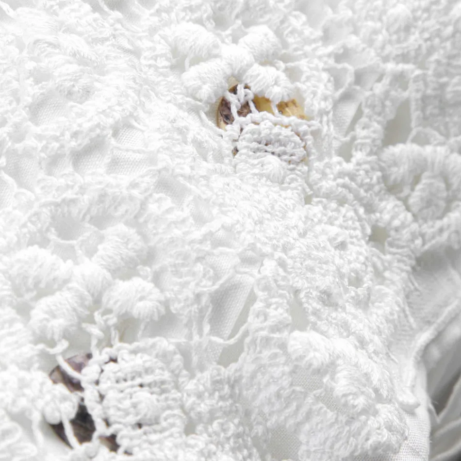 Lněný povlak na polštář s bílou krajkou pro luxusní designovou postel Made in Italy - Kiss Viadurini