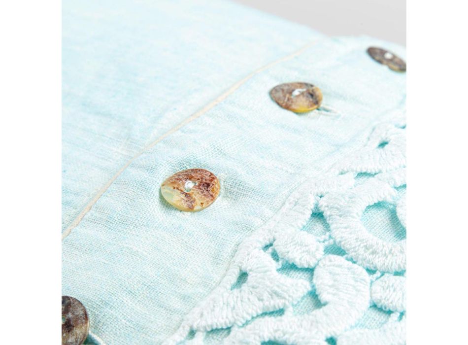 Povlak na polštář z barevného prádla, krajky Poema a italské luxusní lemovky - Stego Viadurini