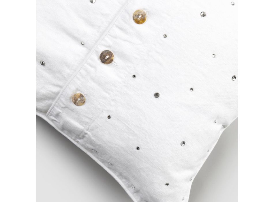Bílý povlečený povlak na polštář s obdélníkovými krystaly dekorů - Cenerella Viadurini