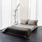 Povlak na polštář z těžkého lnu s knoflíkem a lemováním Agoya - Středomoří Viadurini