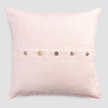 Čtvercový povlak na polštář z barevného prádla s perleťovými knoflíky Agoya - Středomoří Viadurini