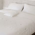 Čtvercový povlak na polštář z bílého těžkého lnu a krajek Made in Italy - Matero Viadurini