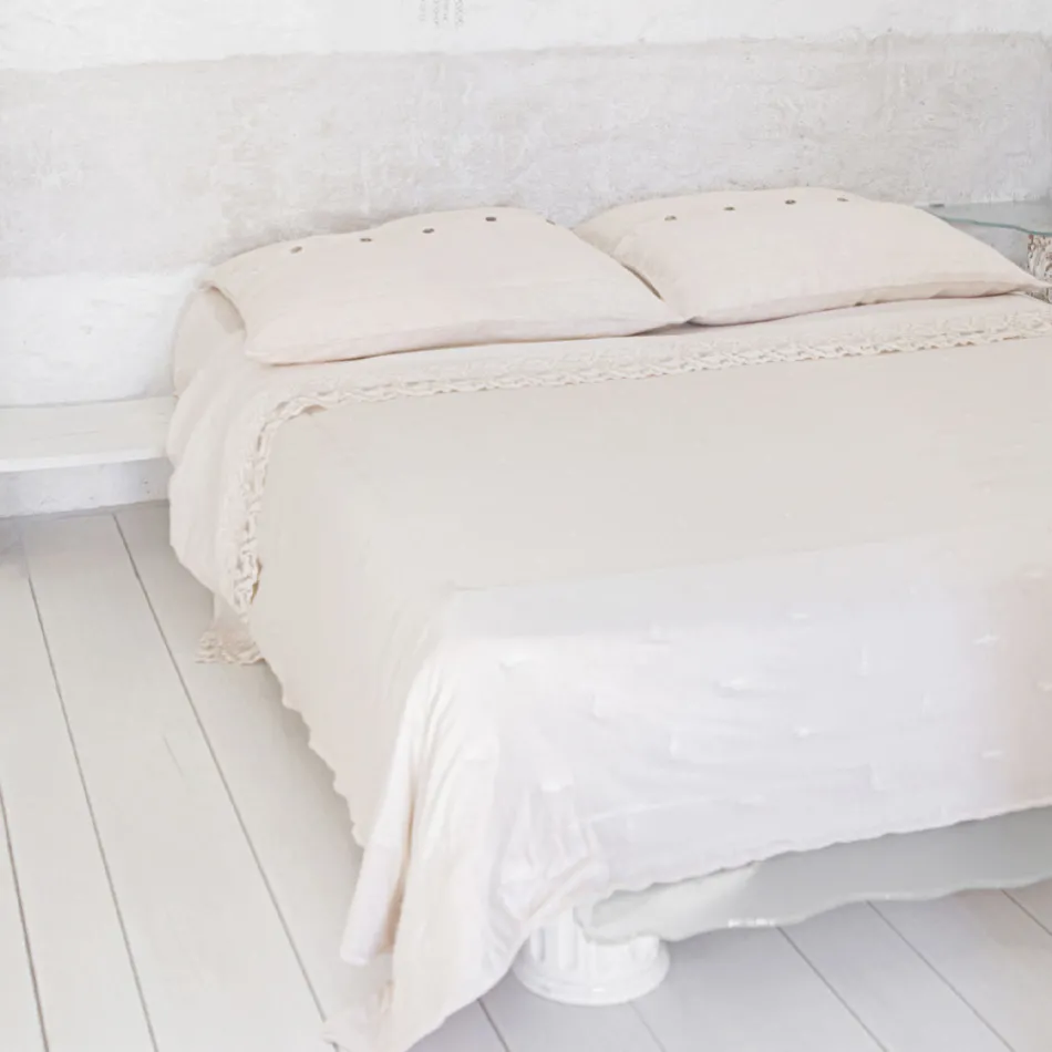 Čtvercový povlak na polštář z barevného těžkého prádla s knoflíky Agoya - Středomoří Viadurini