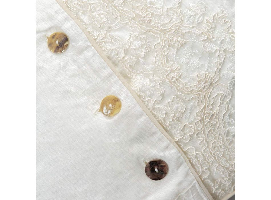 Obdélníkový povlak na polštář s elegantní krajkou v designu bílého prádla na postel - Gioiano Viadurini