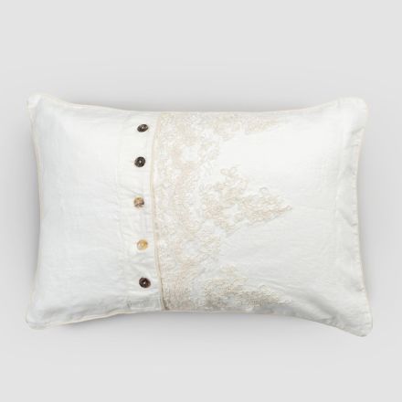 Obdélníkový povlak na polštář s elegantní krajkou v designu bílého prádla na postel - Gioiano Viadurini