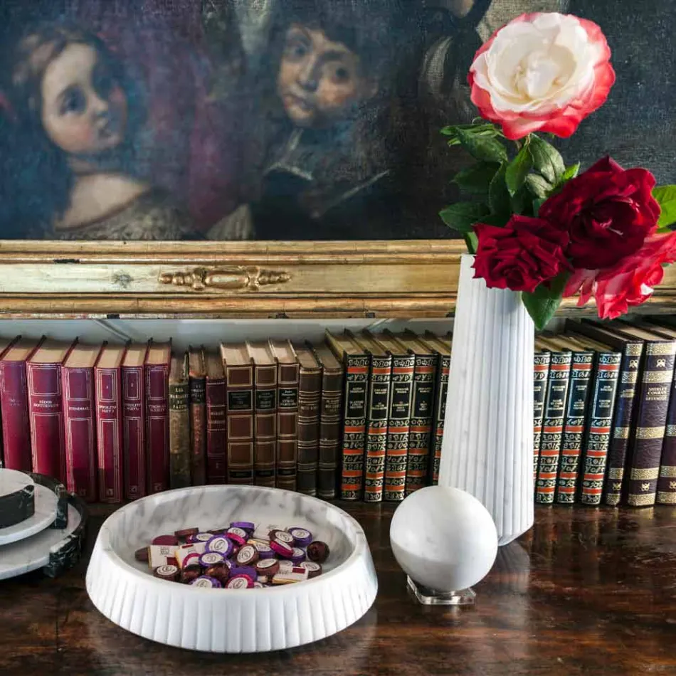 Moderní sférická těžítko v italském saténově bílém mramoru, 2 kusy - koule Viadurini