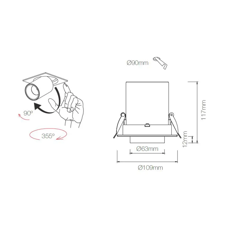 Fotoprojektorové LED vestavné stropní svítidlo pro interiéry v hliníku - Etruscan Viadurini