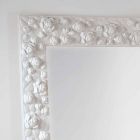 Velký bílý zrcadlo podlaha / stěna s dřevěným rámem Flower Viadurini