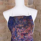 Italská ručně vyráběná zástěra v bavlně s ruční uměleckou grafikou - značky Viadurini