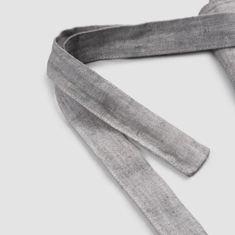 Antracitově šedá lněná kuchyňská zástěra Nízký model s kapsou - Flick Viadurini