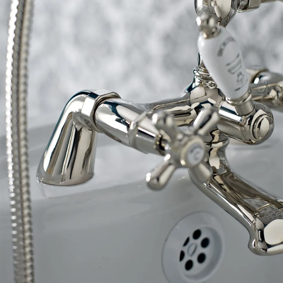 Klasická skupina okrajů vany s mosaznou ruční sprchou Made in Italy - Ercolina Viadurini