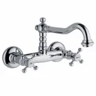 Klasická stylová skupina pro nástěnné kuchyňské umyvadlo z mosazi vyrobené v Itálii - limuzína Viadurini