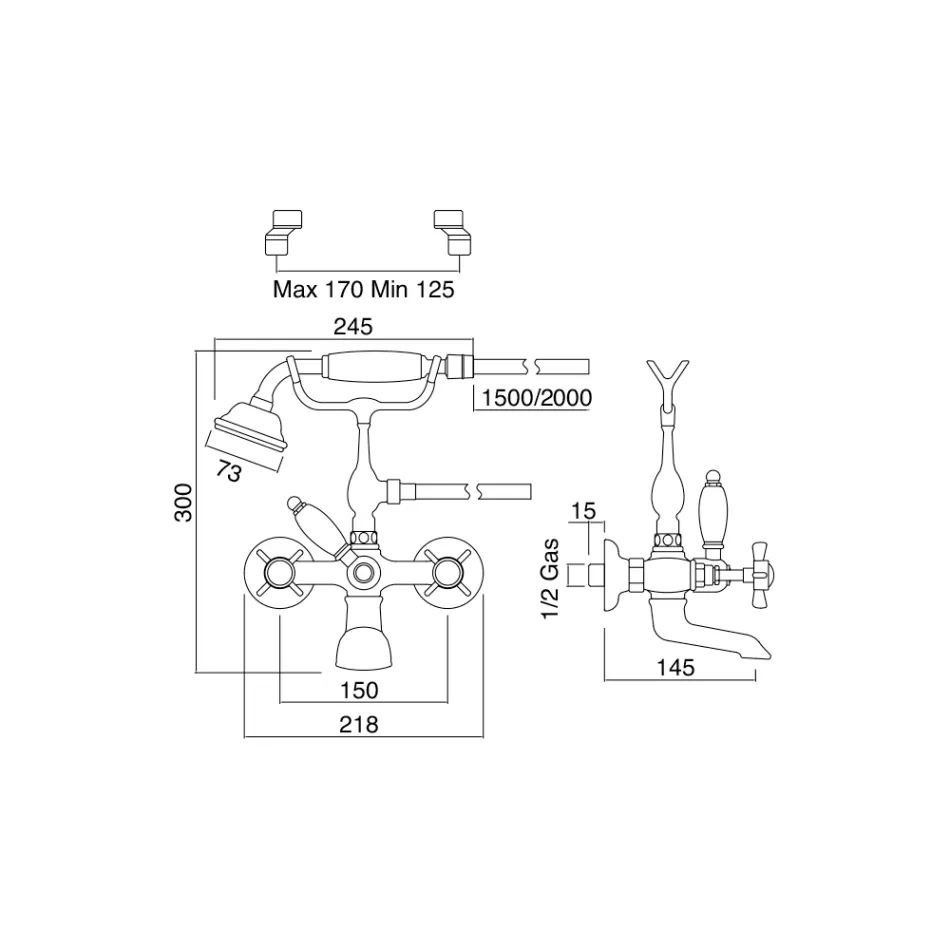 Vintage styl Mosazná vanová skupina vyrobená v Itálii - Katerina Viadurini