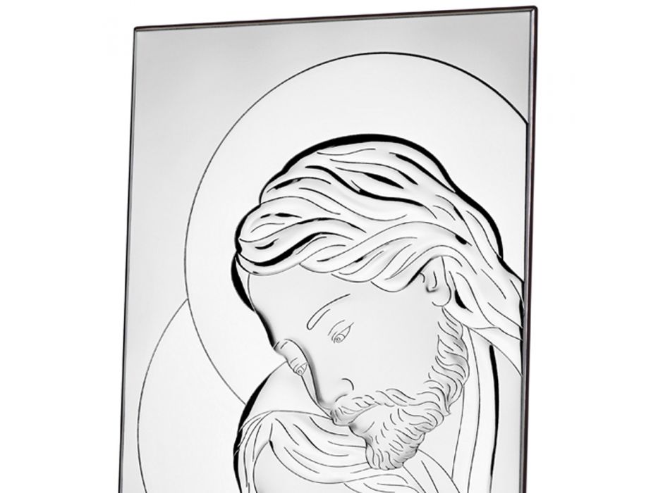 Svatá rodina Stříbrná ikona Vertikální stůl Design 2 velikosti - Famisca Viadurini