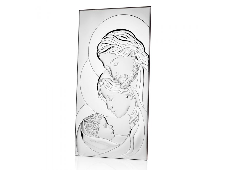 Svatá rodina Stříbrná ikona Vertikální stůl Design 2 velikosti - Famisca Viadurini
