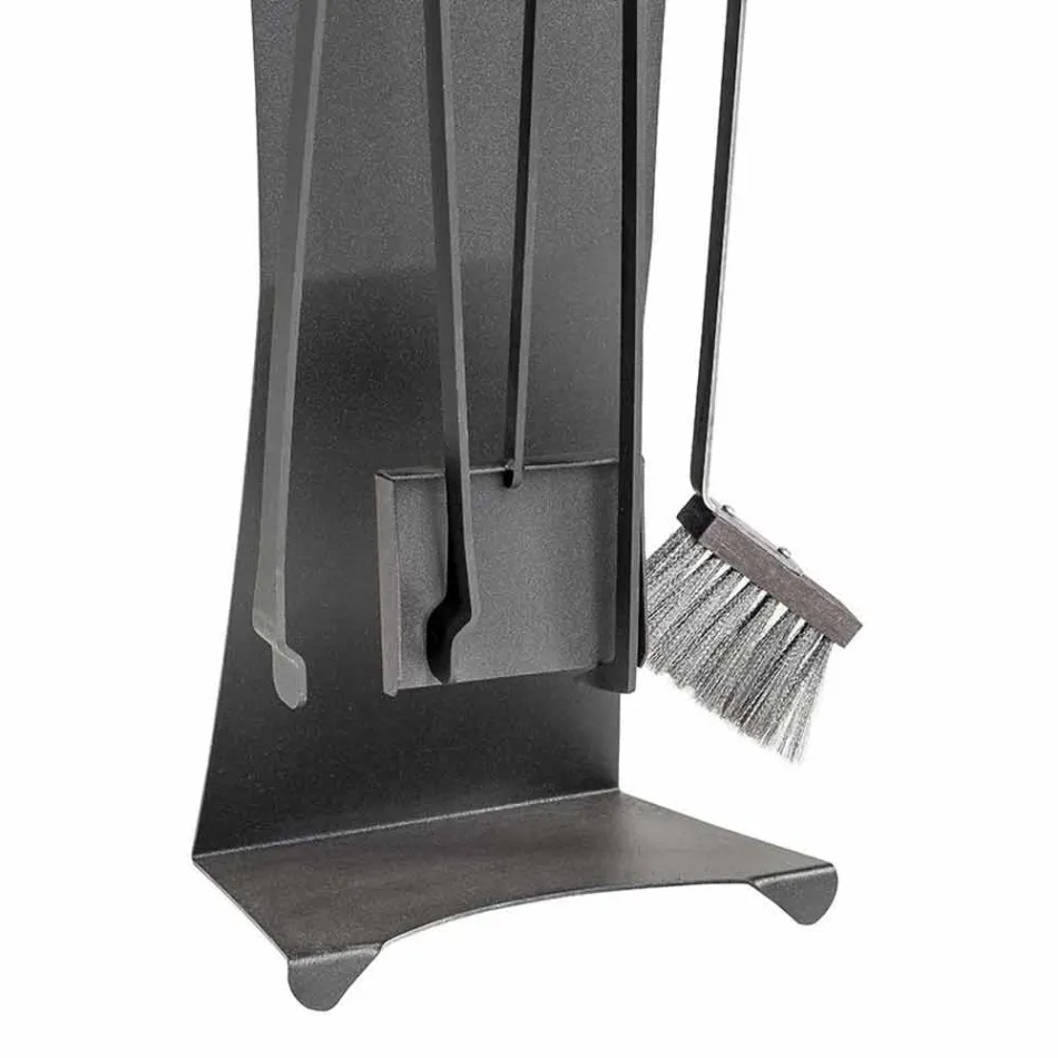 Sada 4 designových ocelových krbových nástrojů Made in Italy - Chandler Viadurini