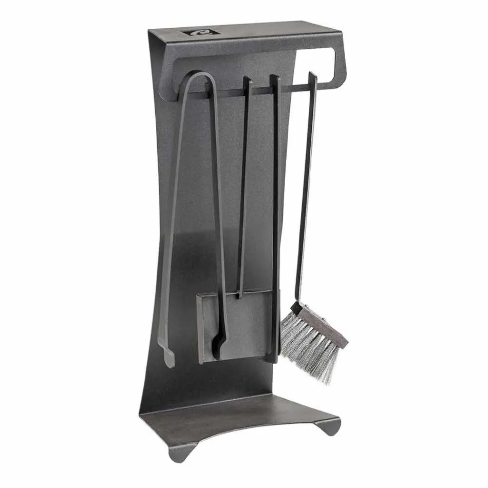 Sada 4 designových ocelových krbových nástrojů Made in Italy - Chandler Viadurini