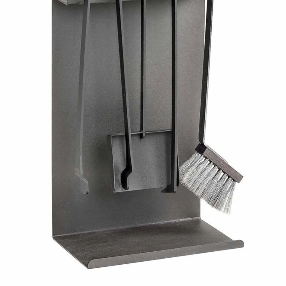 Sada 4 nástrojů z černé oceli pro krb vyrobená v Itálii - Rachel Viadurini