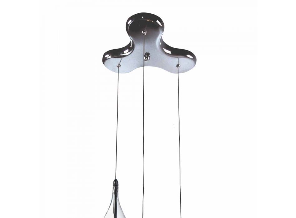 Závěsná lampa v borosilikátovém skle a chromu - hrušky Viadurini