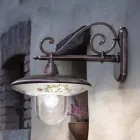 Zahradní nástěnná lampa v černém hliníku ručně malované květiny - latina Viadurini