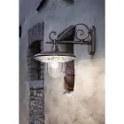 Zahradní nástěnná lampa v černém hliníku ručně malované květiny - latina Viadurini