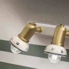 Lineární nástěnná lampa 3 bodová světla z mosazi a ručně vyráběné keramiky - Savona Viadurini