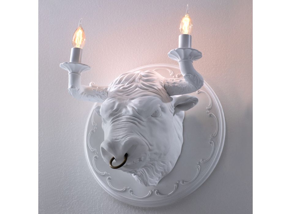 Nástěnná lampa se 2 světly v keramickém designu ve tvaru býka - Marrena Viadurini