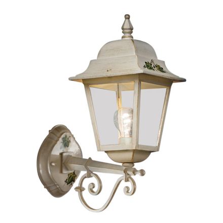 Ručně zdobená bílá hliníková zahradní nástěnná lampa - Gorizia Viadurini