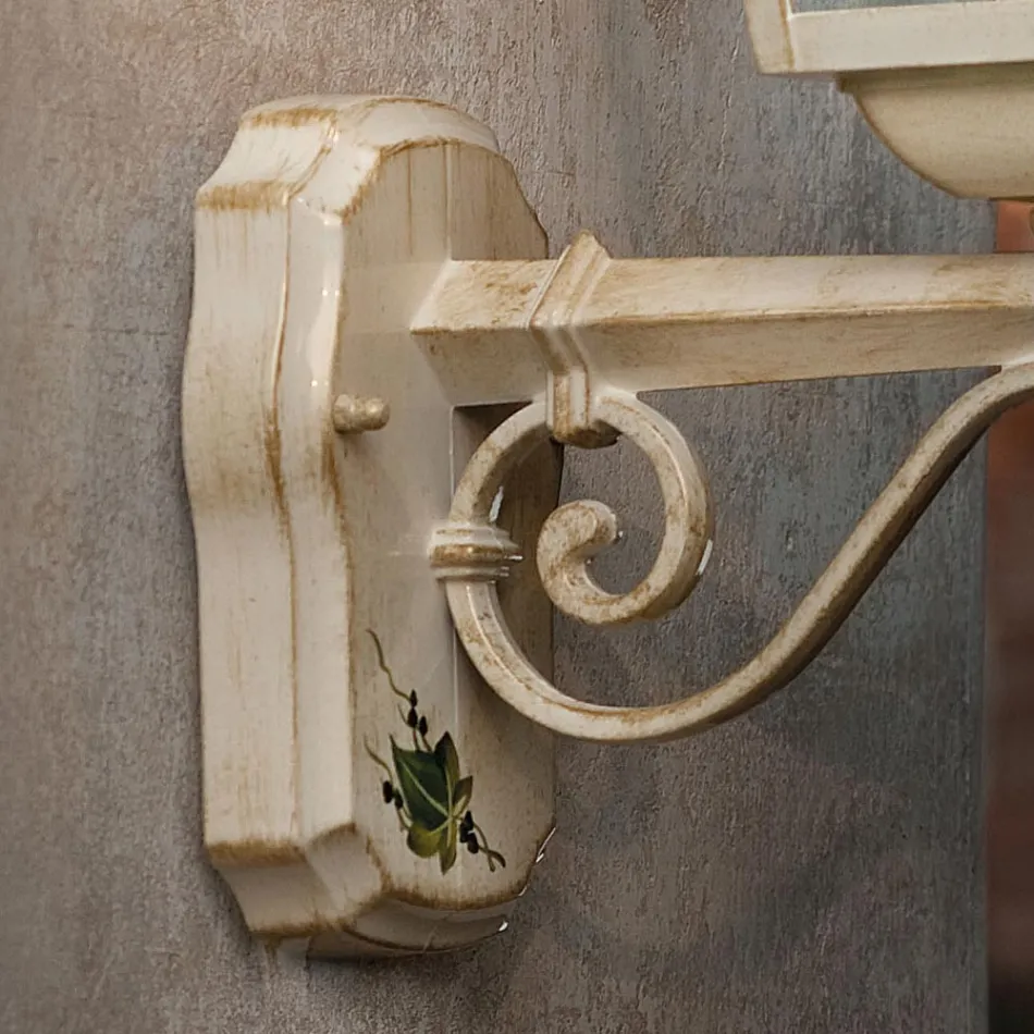 Nástěnná lampa z bílého hliníku a ručně malovaná dekorace - Gorizia Viadurini