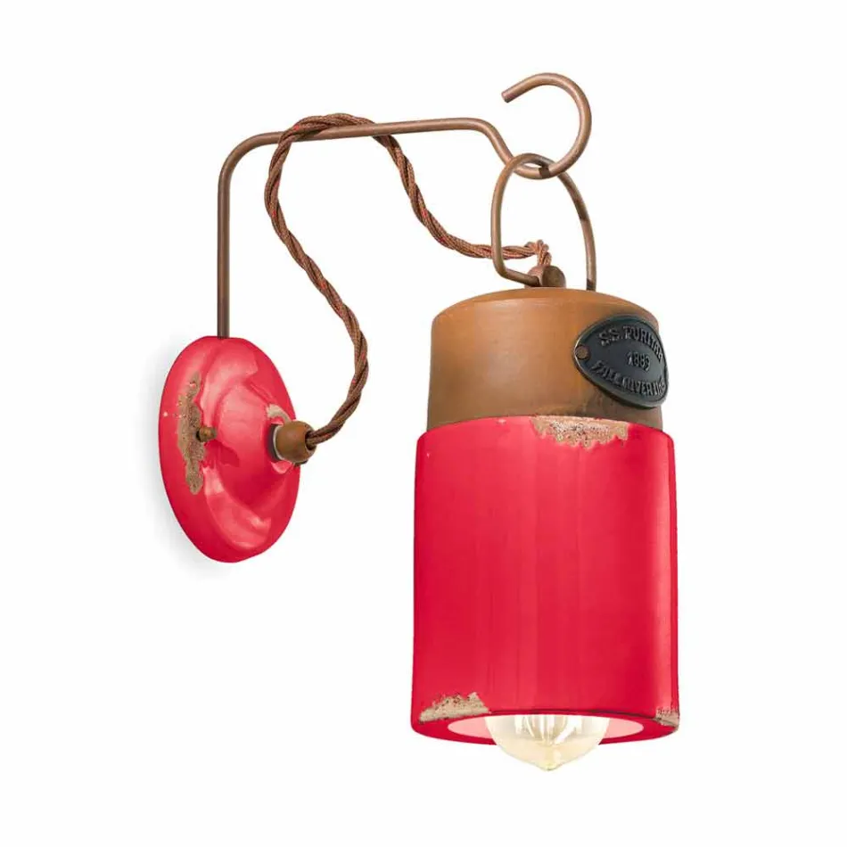 Nástěnné svítidlo vyrobené z keramiky a železa rez Desiree Ferroluce Viadurini