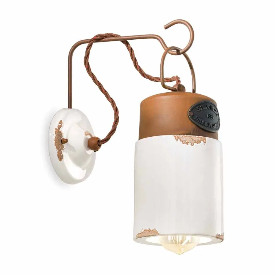 Nástěnné svítidlo vyrobené z keramiky a železa rez Desiree Ferroluce Viadurini