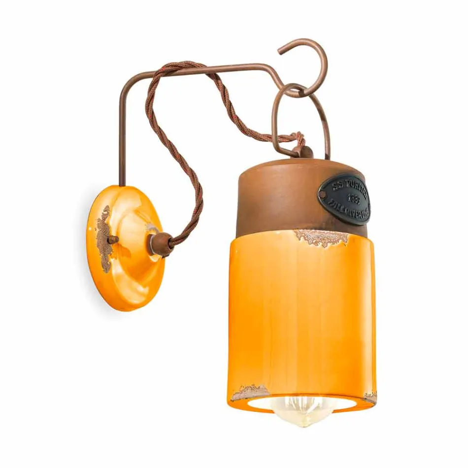 Nástěnné svítidlo vyrobené z keramiky a železa rez Desiree Ferroluce Viadurini