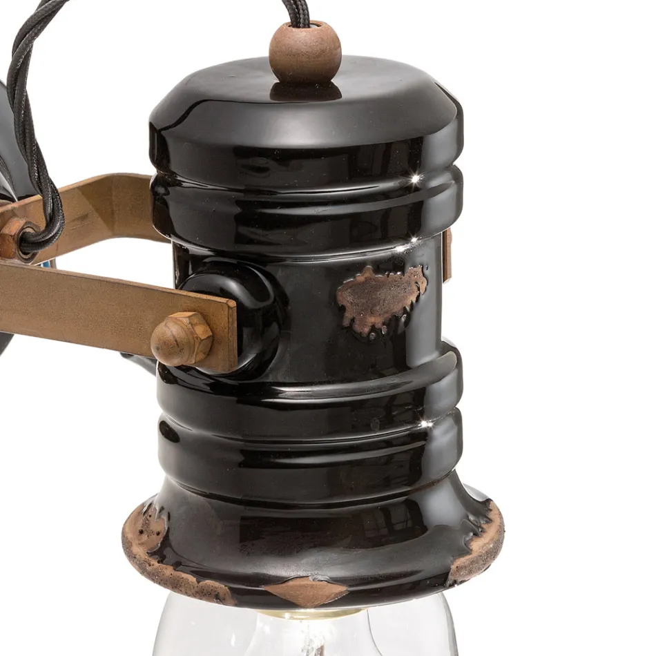 Nástěnná lampa ze železa a průmyslové ručně vyráběné keramiky - Urban Viadurini