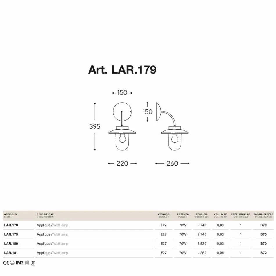Nástěnné svítidlo La Traviata měď, sklo, staromosaz Viadurini