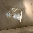 Stropní svítidlo z kovu a keramiky s ručně malovanou růží - Pisa Viadurini