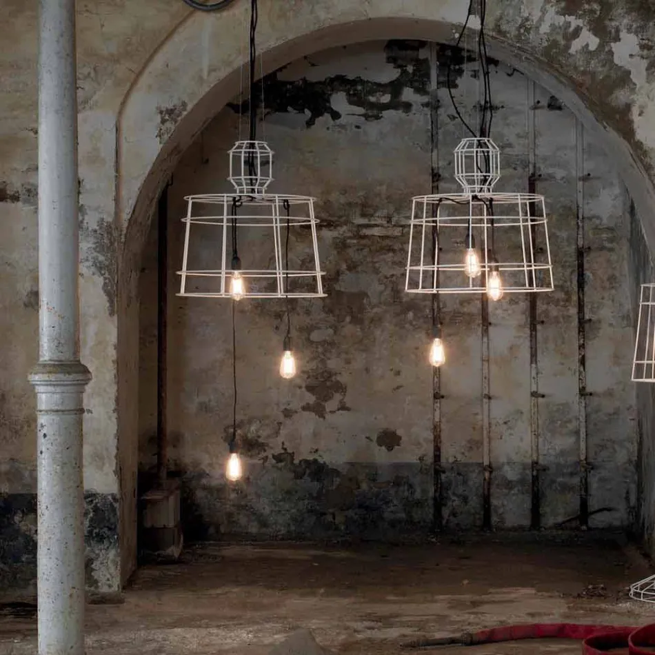 Závěsná lampa 3 světla v bílém nebo přírodním kovovém provedení - stylus Viadurini