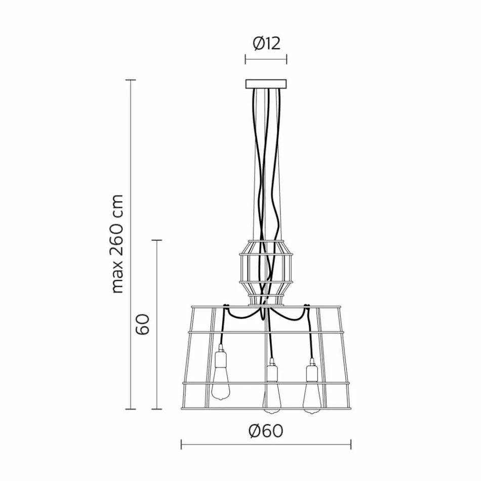 Závěsná lampa 3 světla v bílém nebo přírodním kovovém provedení - stylus Viadurini