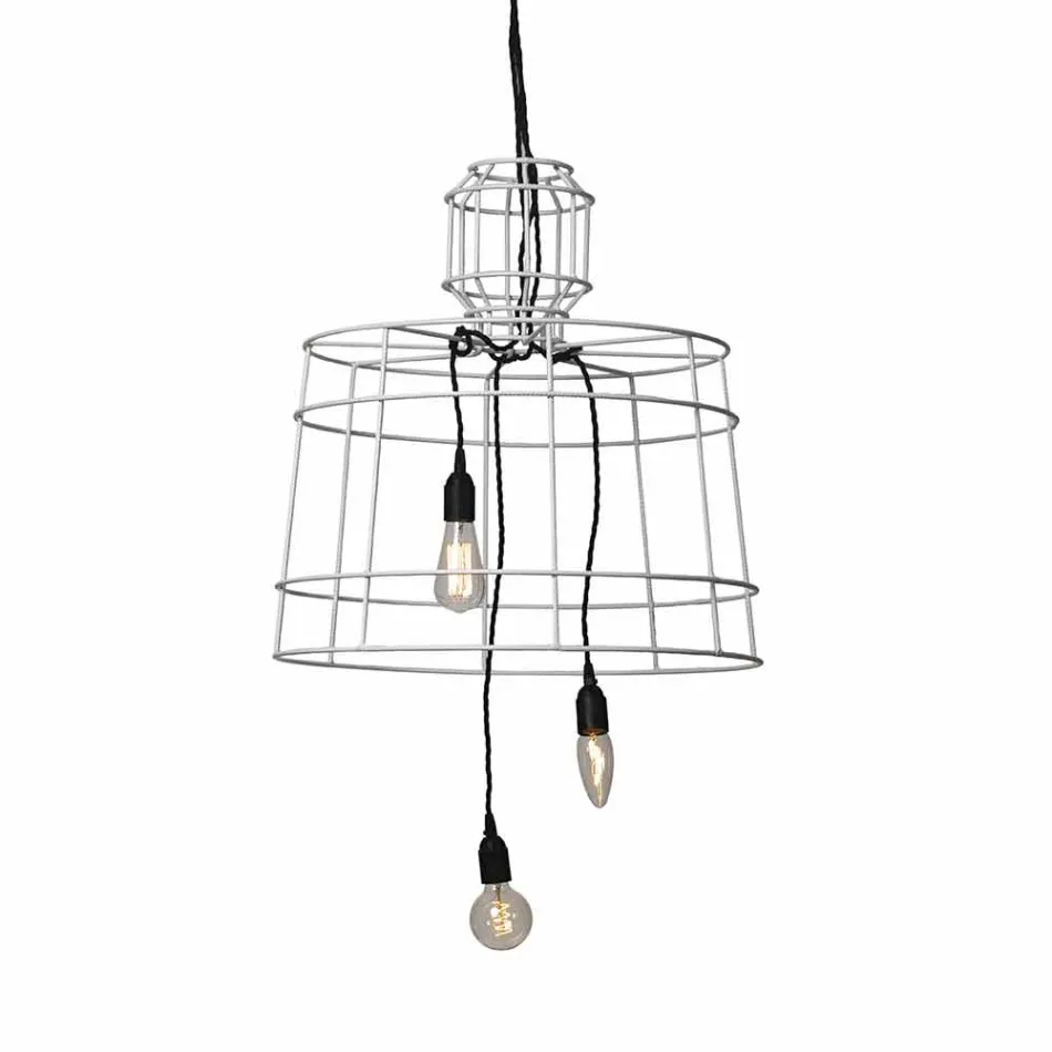 Závěsná lampa 3 světla v bílém nebo přírodním kovovém provedení - stylus Viadurini