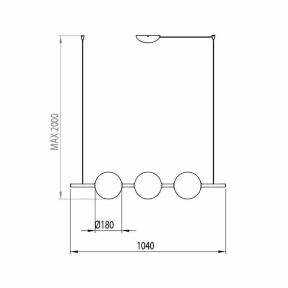 Závěsná lampa 3 světla v mosazi a skle 2 povrchové úpravy - Alma od Il Fanale Viadurini