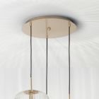 Závěsná lampa 3 světla z barevného foukaného skla a kovu - Trissa Viadurini