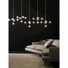 Závěsná lampa 5 světel v přírodní mosazi a skle - Molecola od Il Fanale Viadurini