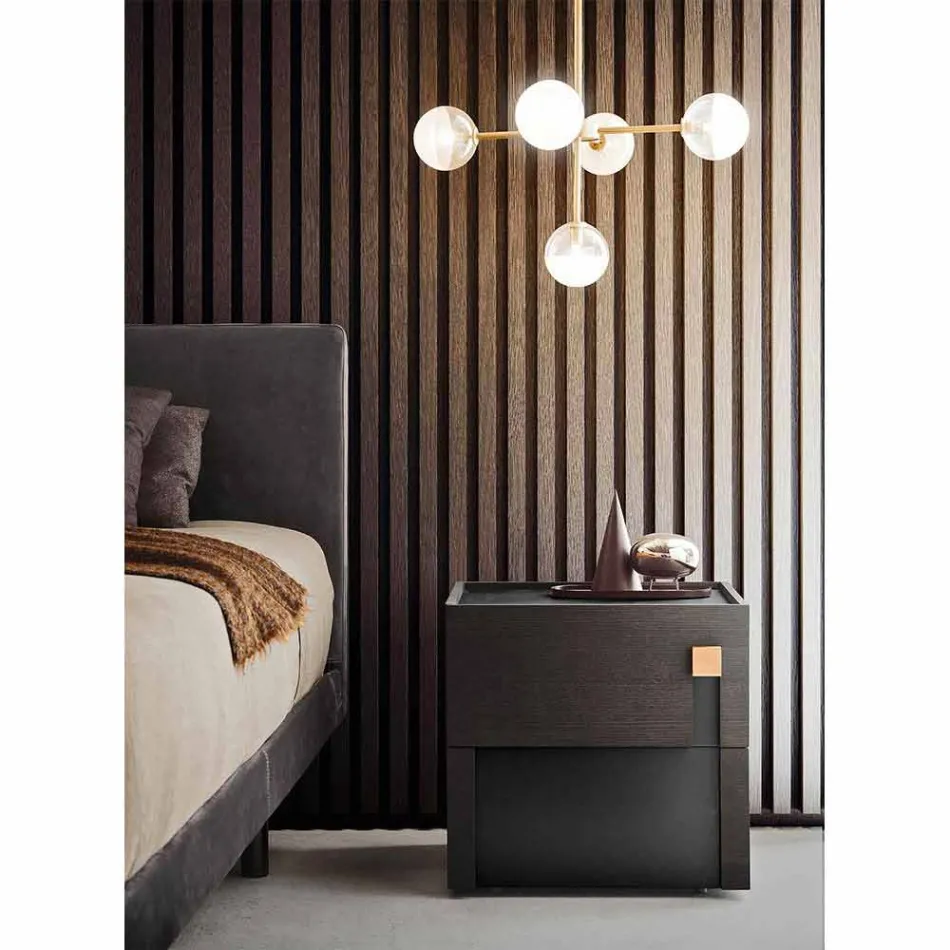 Závěsná lampa 5 světel v přírodní mosazi a skle - Molecola od Il Fanale Viadurini