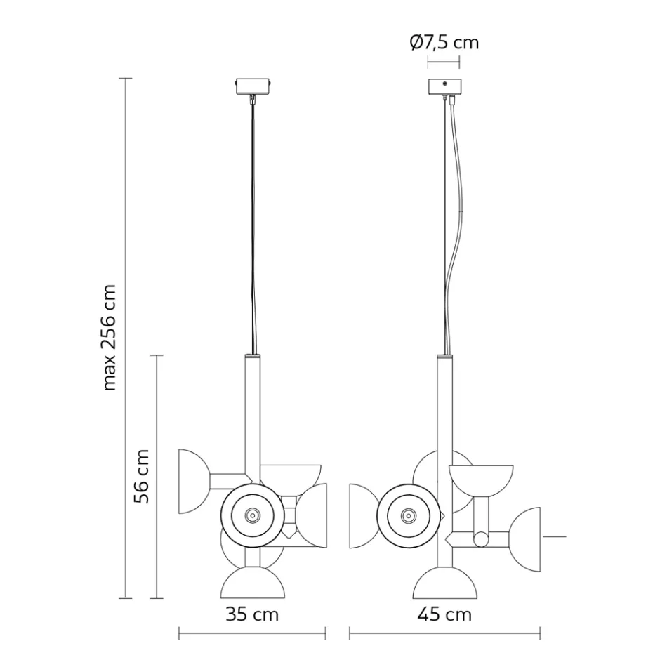 Závěsné svítidlo 6 světel Design v bílém nebo černém hliníku - Celio Viadurini