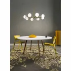 Závěsná lampa 8 světel v přírodní mosazi a skle - Molecola od Il Fanale Viadurini